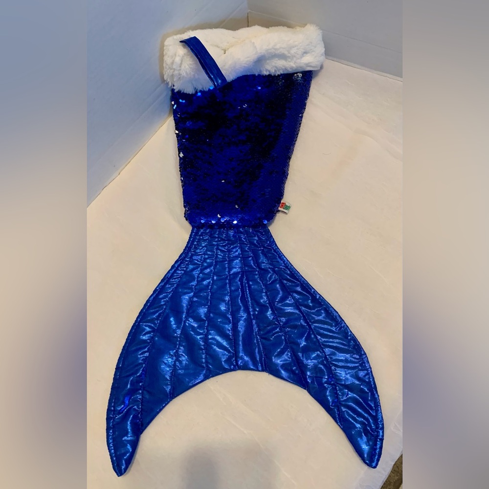 Mermaids tail blue sequins Christmas Stocking